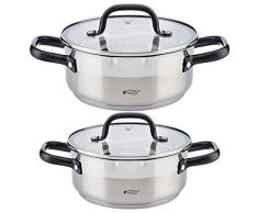 San Ignacio 2X CACEROLAS 20-24CM CON TAPA DE ACERO INOXIDABLE APTAS PARA INDUCCIÃN, PK4641