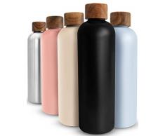 T&N Botella Agua Acero Inoxidable 1 litro, Termo Reutilizable 1l, cantimplora termica sin BPA, Aislamiento de VacÃo de Doble Pared para Bebidas FrÃas 29h y Calientes 14h