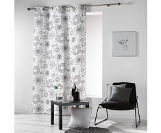 Cortina con Ojales con Mandalas, de la Marca Coton dâIntérieur, algodón, Gris, 140 x 240 cm