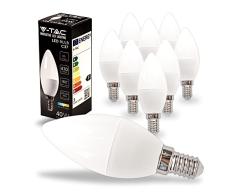 V-TAC 10x Bombillas LED Vela E14-4,5W (Equivalente a 40W) - 470 Lumen - 4000K Blanco Neutro - Apertura del Haz de Luz 180° - Bombilla Máxima Eficiencia y Bajo Consumo