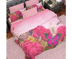 PETTI Artigiani Italiani Nordicas, Funda de Edredon, Ropa Made In Italy, 100% Satin, Raso, Mariposa, CAMA 150-160 (250x200 cm)