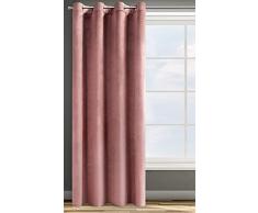 Eurofirany Rosa Cortina Opaca Terciopelo con Ojales - 1 Unidad, Panel, Suave, Drapeado, ClÃ¡sico, Elegante, SalÃ³n, Dormitorio, 200 g/mÂ², 140x250 cm, Rosa Oscuro