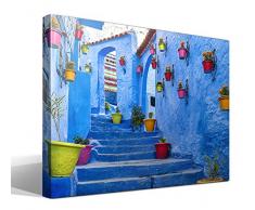 Cuadro wallart - Una calle de Marruecos - ImpresiÃ³n sobre Lienzo de AlgodÃ³n 100% - Bastidor de Madera 3x3cm - Ancho: 95cm - Alto: 70cm