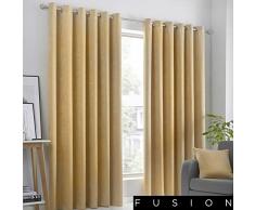 Fusion Strata - Par de Cortinas con Ojales, Ocre, 46 Width x 72 Drop (117 x 183cm)