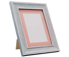 FRAMES BY POST Marco de Fotos Vintage Scandi, Distressed Blue with Pink Mount, 14 x 11 Inch Image Size A4