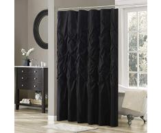 Madison Park Cortina de Ducha Laurel, diseño geométrico con Textura Decoración de baño Moderna de Mediados de Siglo, Lavable a máquina, Pantalla de privacidad de Tela, Poliéster, Negro, 72x72