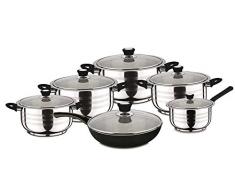 Swiss Home Zurich Bg Batería de Cocina de 12 Piezas en Acero Inoxidable, Color Negro