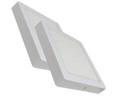 LED ATOMANT Pack 2x Plafon LED Cuadrado Superficie 24W, Color Blanco Frio (6500K), 2200 lumenes, Diametro 300mm