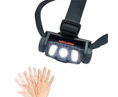 EUROXANTY Linterna frontal led | Con sensor de movimiento | Linterna frontal para cabeza | Diferentes intensidades de luz | Linterna para bicicletas |