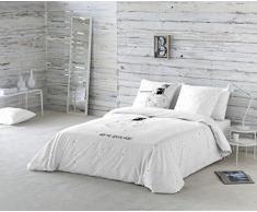 La Volátil Hoy me quedo aquà Funda nórdica, 100% algodón, Blanco, Cama 150 cm, 1800