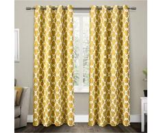 Exclusiva casa Cortinas Puertas satén Tejido Arandela de oscurecimiento habitación Superior Ventana Cortina Panel par, Amarillo, 52 x 108 cm, 2 Piezas