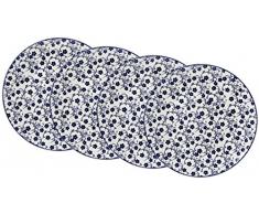 Ritzenhoff & Breker Speiseteller-Set Royal Sakura, 4-Teilig, 26,5 cm Durchmesser Vajilla, Porcelana, Azul/Blanco, 26.50 x 26.50 x 3.00 cm, 4