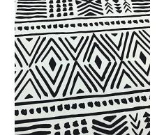 Kt KILOtela - Tela Loneta Estampada, DecoraciÃ³n, Tapizar, Cojines, Manteles, Bolsos, Manualidades, 100 cm Largo x 280 cm Ancho, GeomÃ©trico Ãtnico, Negro, Blanco â 1 Metro