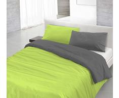 Italian Bed Linen CPNCVERDEACIDOFUMO1P Natural Doble Color y Funda de Almohada, 100Â % AlgodÃ³n, Verde Ã cido/Humo, sÃ¬ngolo