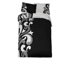 Just Contempo Juego de Funda nórdica y Funda de Almohada, de algodón, diseño Moderno y contemporáneo, Mezcla de algodón, Negro, Funda de edredón Doble King Size