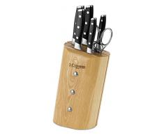 3 Claveles Juego Cocina, Madera,Acero Inoxidable, 5 Cuchillos Ash Toledo + 1 Tijera Star