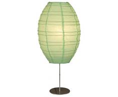 Naeve Leuchten 378617 Hlymalaya - Lámpara de mesa (1 bombilla E27, 60 W, 230 V, 50 Hz no incluida, 25 cm de diámetro, 55 cm, pie metálico, pantalla de papel), color verde
