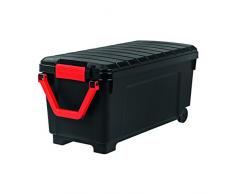 Iris Ohyama SIA-1000 Store It All - Caja de Almacenamiento de Bricolaje Apilable, Plastico, 170L, Negro/Rojo, 75 x 49 x 50 cm