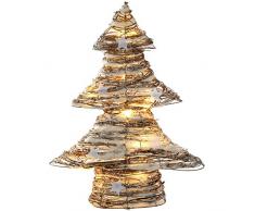 WeRChristmas 48 cm Pre-Lit de ratán LED de luz blanca cálida de árbol de Navidad con nieve y estrellas para decoración, Multi-color