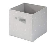 Idesign Tela, Cesta Plegable Mediana En Mezcla De Algodón Y Poliéster Con 2 Asas, Caja Organizadora Estampada Para Armario, Dormitorio O Habitación Infantil, Gris, X 33,0 Cm