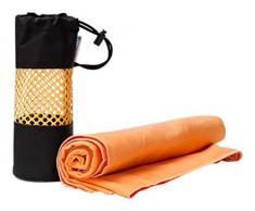 Irisana - Toalla Microfibra Gimnasio - Naranja - 120 x 75 cm - Grande y Compacta - con Bolsa de Transporte - Secado Rápido - Ideal para Piel Sensible