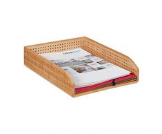 Relaxdays â Los Documentos bambú, Perforado, apilable, A4, Escritorio Estante, Oficina, HBT: Aprox. 7 X 25 X 33, Natural