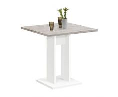 FMD Möbel Mesa de Comedor, Tejido de Madera, Color Blanco y Roble Arena, ca. 70 x 70 x 75 cm