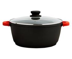 Quid Intense - Cacerola de aluminio fundido, 30cm, asas de silicona, tapa de vidrio