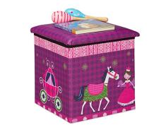 Relaxdays Taburete Infantil con diseño de Princesa, Plegable, con Espacio de Almacenamiento, 31 x 31 x 31 x 31 cm, Color Morado