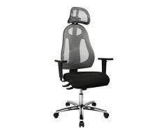 Topstar Free Art-Reposabrazos y reposacabezas Ajustables en Altura Silla giratoria de Oficina, Polipropileno, poliÃ©ster, Negro/Azul Claro, 61 x 65 x 143 cm
