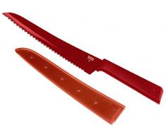 KUHN RIKON, Cuchillo de PAN antiadherente con funda de seguridad Colori +, 32.5 cm, Rojo