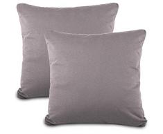 aqua-textil Classic Line 0011472 - Juego de 2 Fundas de Almohada (80 x 80 cm, con Cremallera), Color Gris Oscuro