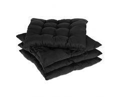 Relaxdays Set 4 Silla, Cuadrados, 38x38 cm, con Lazo, Interior y Exterior, Funda PoliÃ©ster, CojÃ­n Asiento, Negro