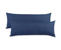 aqua-textil Classic Line - Funda de Almohada para Dormir de Lado (algodón, 40 x 200 cm, 2 Unidades), Color Azul Oscuro