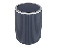 WENKO Papelera Agropoli S azul (oscuro) de 2 litros, con tapa abatible para el cuarto de baño, cubo de basura de plástico de calidad con diseño vÃvido y superficie texturizada, à 14,5 x 20 cm