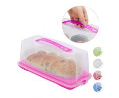 Relaxdays Porta Tartas Rectangular, Recipiente para Pasteles con Tapa, Cake Box, PP, 15 x 37 x 16 cm, Rosa