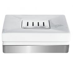 Spirella, Blanco colección Roma, Bandeja para Pastilla de jabón 4,5 x 8,0 x 12,0 cm, Porcelana, 4.5 X 8.0 X 12.0 Cm