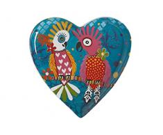 Maxwell & Williams Love Hearts Plato con Forma de CorazÃ³n con DiseÃ±o de Loros de Porcelana, 15,5 cm â Turquesa
