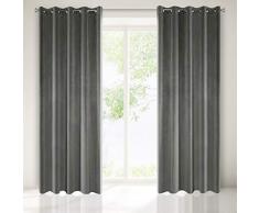 Eurofirany Velvet Grafit Velvet - Cortinas de Terciopelo Suave, 10 Ojales, Elegante, Glamour, Dormitorio, salÃ³n, salÃ³n, 140 x 250 cm