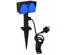 Faro Barcelona GARTEN-1, Lámpara de estaca, Pincho Jardin, IP44, 220-240V, ABS resistente al calor, Negro, 2 Tomas