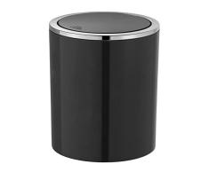 WENKO Cubo con tapa basculante Inca negro 2 ltr. - Contenedor de basura con tapa oscilante Capacidad: 2 l, Plástico (ABS), 14 x 16.8 x 14 cm, Negro