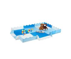 Relaxdays 0 Alfombra Puzle BebÃ© con Borde, 177x117 cm, Colchoneta Goma EVA, Sin Sustancias Nocivas, 30 Piezas, Azul/Blanco, Set de 4
