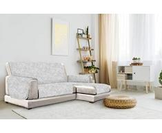 Italian Bed Linen “ Glamour” Anti-Deslizamiento Funda para sofà con Chaise-Longue Derecha, Gris Claro, 190cm
