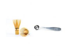 Batidor Chasen de bambÃº Tradicional de 100 Varillas tÃ© Matcha+Cuchara medidora para tÃ© Matcha - dosis de 1 gramo - Medida Taza - Acero Inoxidable 18/10