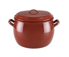 Quid Olla Abombada 22 Cm con Tapa Clasico, Acero esmaltado, MarrÃ³n