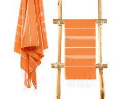 Cacala Toallas de baño Turco de Serie, algodón, Naranja, 95 x 175 x 0.5 cm