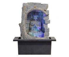 ZenLight Buda Cortina de agua - fuente de polirresina gris/negro, 21 x 21 x 25 cm