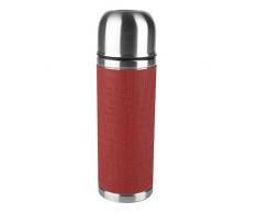 Emsa Senator Sleeve 515712 Termo con Taza Integrada, 0.5 L, Acero Inoxidable/Silicona, Plateado/Rojo