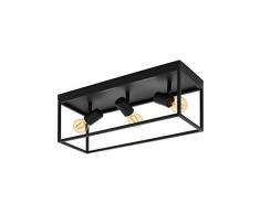 EGLO Lámpara de techo Silentina, 3 focos, lámpara de techo moderna, industrial de acero, lámpara de salón en negro, lámpara de cocina, lámpara de pasillo con casquillo E27