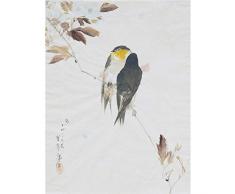 Watanabe Seitei Birds On Branch Drawing Art Print Canvas Premium Wall Decor Poster Mural Aves Dibujo pared Pï¿½ster